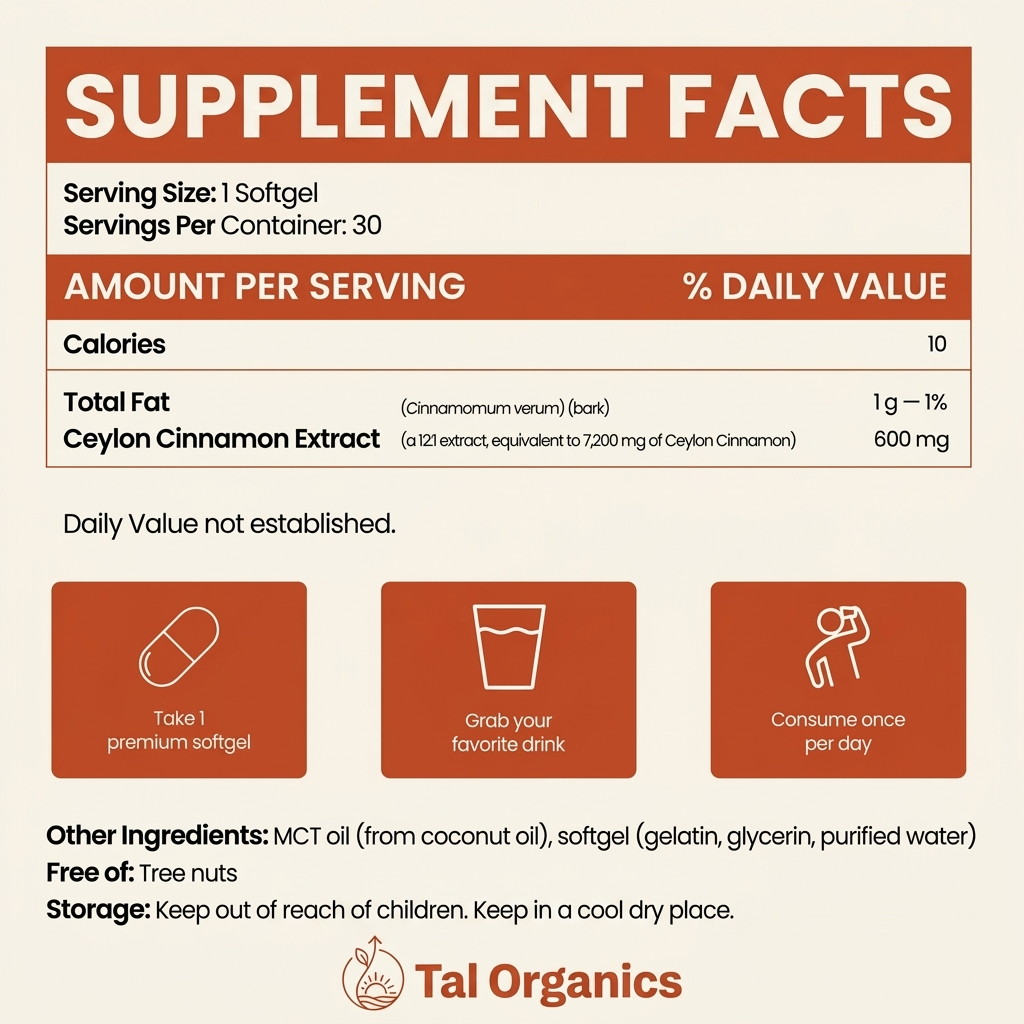 Ceylon Cinnamon 7200mg Equivalent with MCT Oil